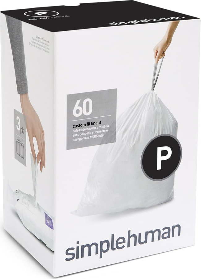 Stahovací pytle na odpadky v sadě 60 ks 60 l P – simplehuman Simplehuman