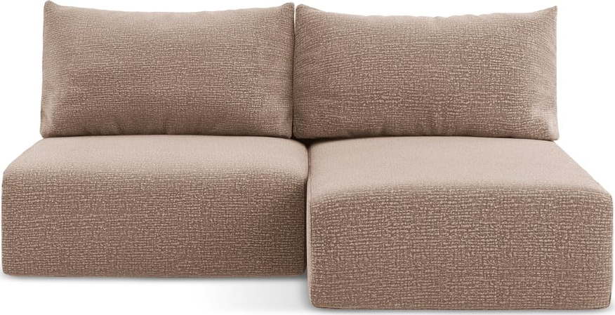 Světle hnědá rozkládací/s úložným prostorem rohová pohovka (pravý roh) Kalena – Makamii Makamii