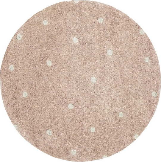 Světle růžový pratelný ručně tkaný bavlněný dětský koberec ø140 cm Round Dot Rose – Lorena Canals Lorena Canals