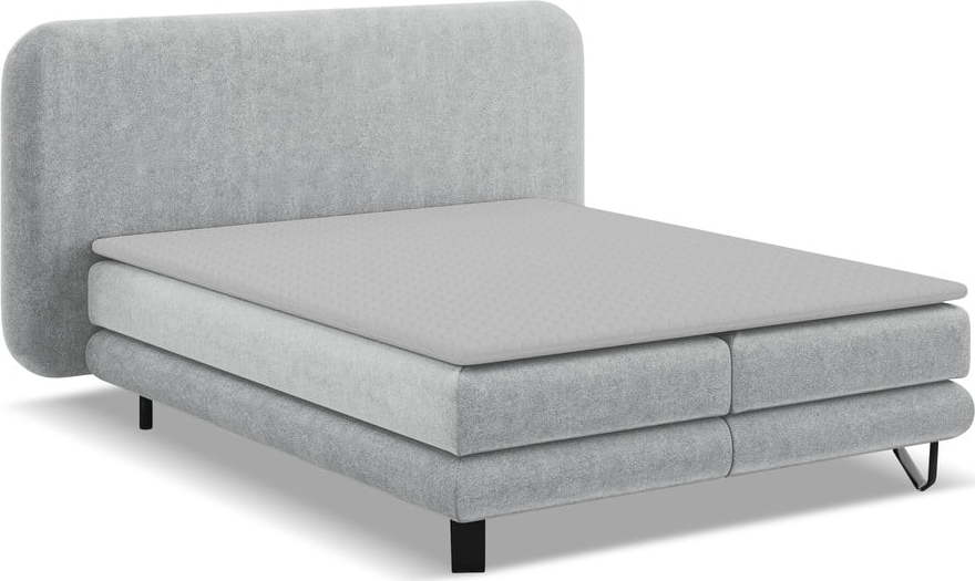 Světle šedá boxspring postel 140x200 cm Ilima – Makamii Makamii
