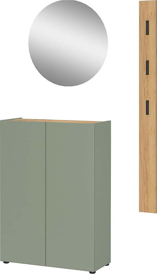Světle zelená předsíňová sestava v dekoru dubu 104x200x33 cm Alviano – Germania Germania