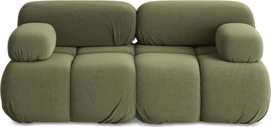 Světle zelená sametová modulární pohovka 190 cm Lokua – Makamii Makamii