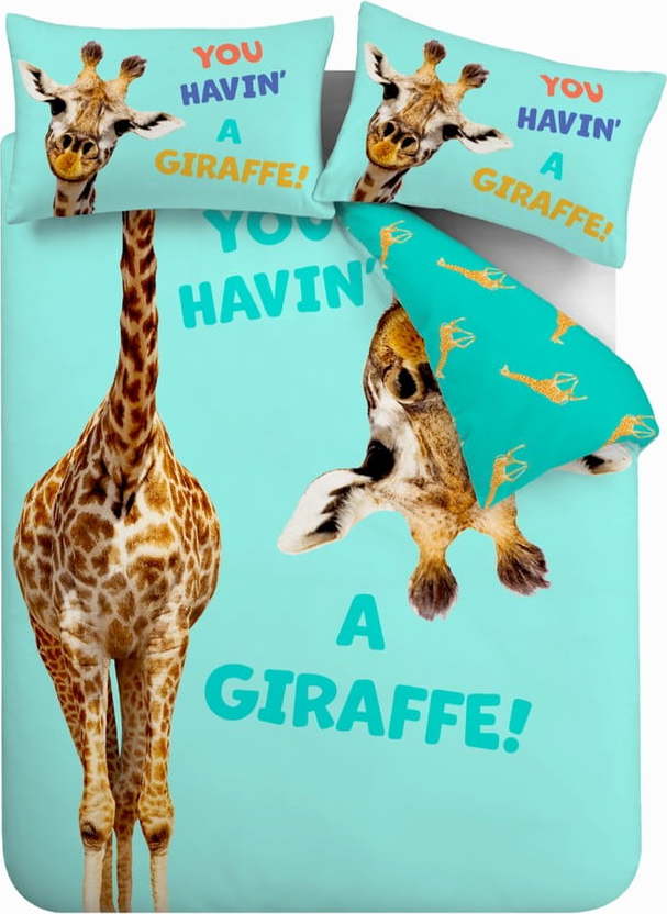 Tyrkysové dětské povlečení na jednolůžko 135x200 cm Havin A Giraffe – Catherine Lansfield Catherine Lansfield