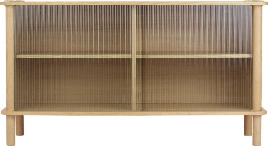 Vitrína z dubového dřeva s posuvnými dveřmi v přírodní barvě 135x73