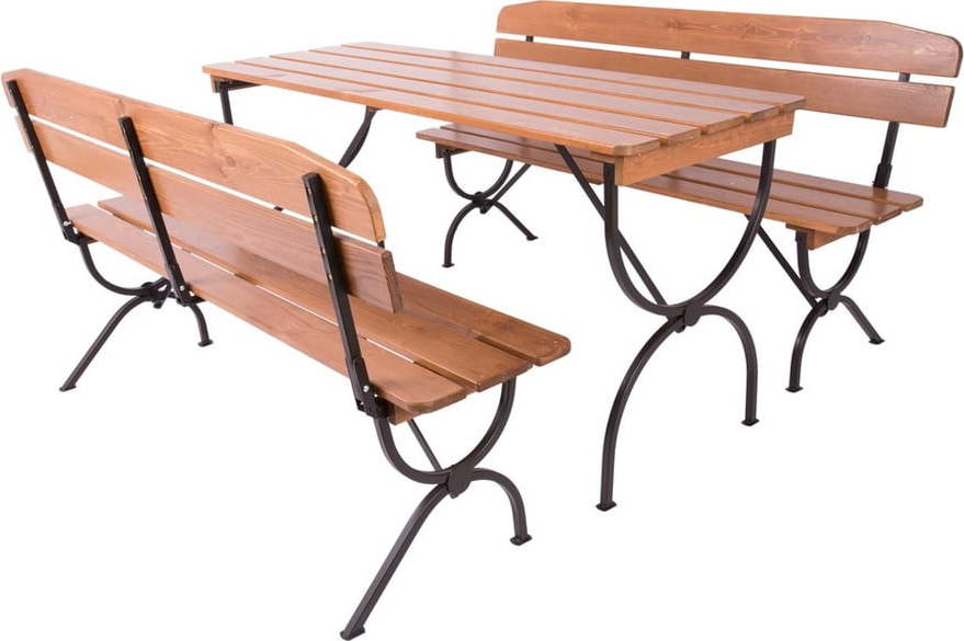 Zahradní jídelní set z borovicového dřeva v přírodní barvě pro 4 Bravo – Rojaplast Rojaplast