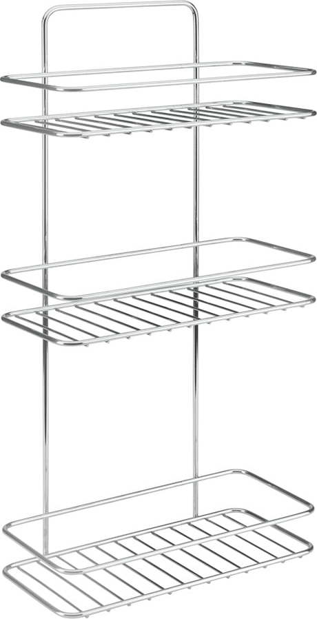 Závěsná ocelová koupelnová polička bez vrtání v leskle stříbrné barvě Luxy – Metaltex Metaltex