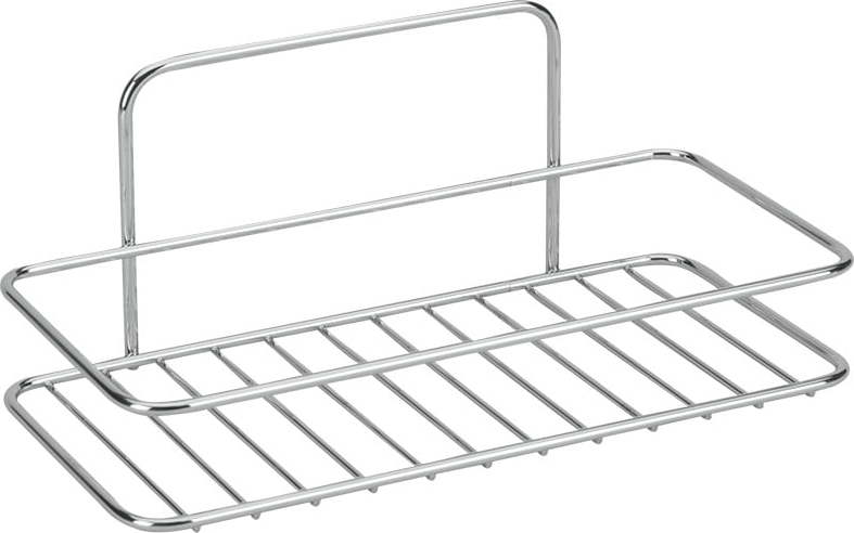 Závěsná ocelová koupelnová polička bez vrtání v leskle stříbrné barvě Luxy – Metaltex Metaltex