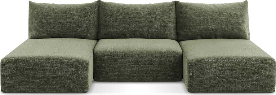 Zelená rozkládací/s úložným prostorem rohová pohovka Kalena – Makamii Makamii