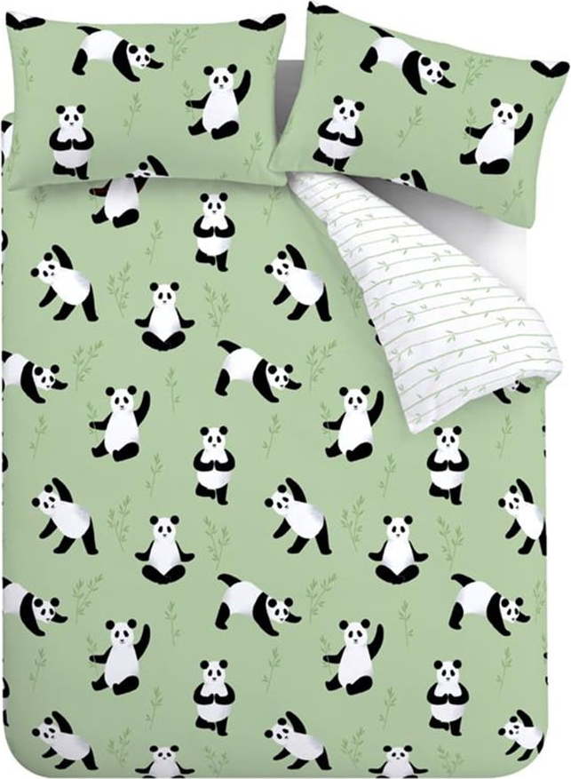 Zelené dětské povlečení na dvoulůžko 200x200 cm Panda Paws – Catherine Lansfield Catherine Lansfield