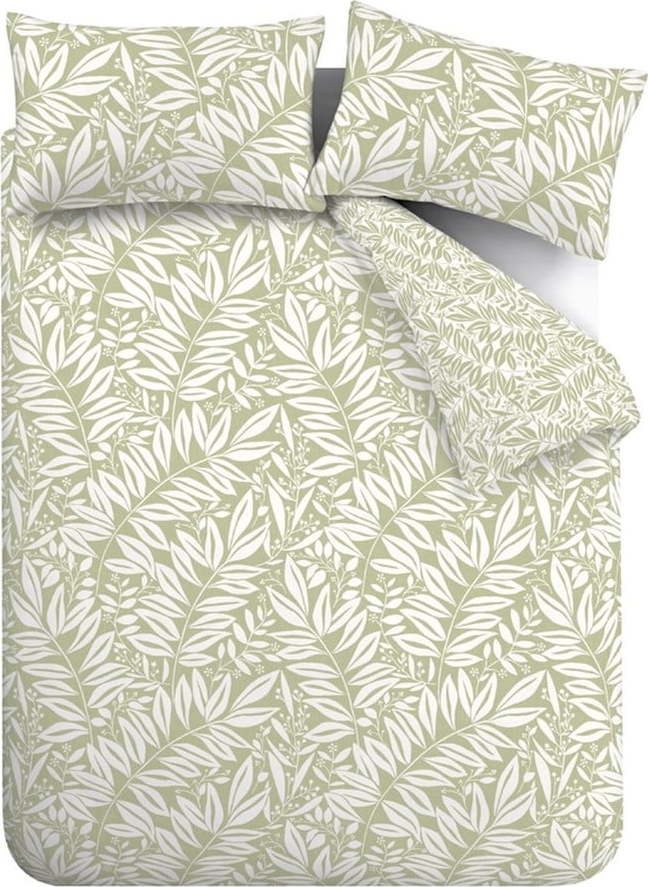 Zelené prodloužené povlečení na dvoulůžko 230x220 cm Sorrel Leaves – Catherine Lansfield Catherine Lansfield