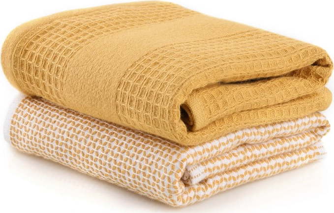 Žluté vaflové ručníky v sadě 2 ks 40x60 cm Betty – Foutastic Foutastic