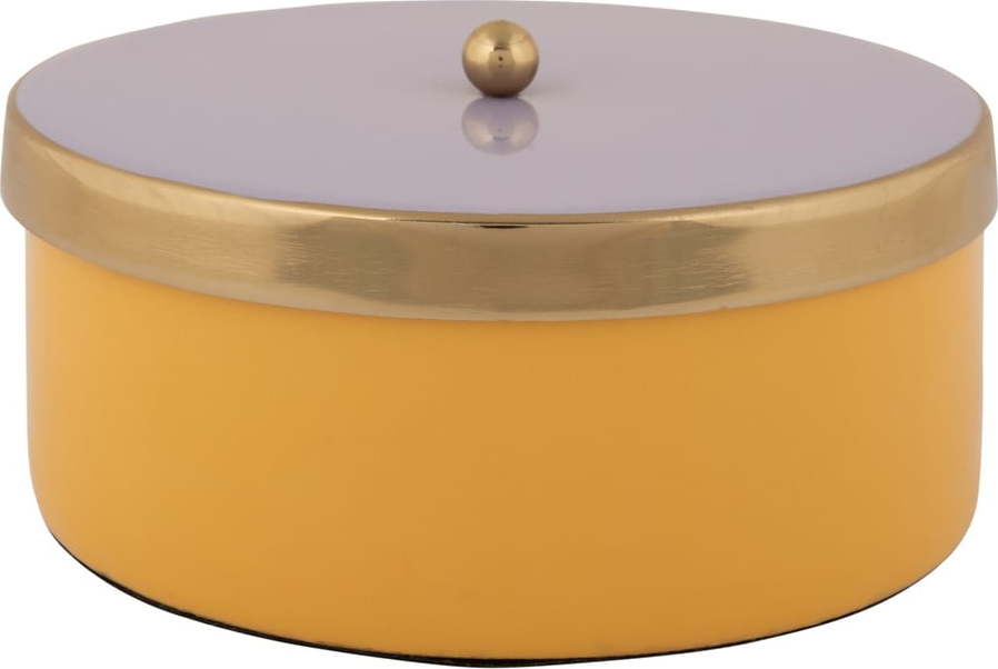 Žlutý dekorativní kovový úložný box ø 16x6 cm Double Funky – PT LIVING PT LIVING