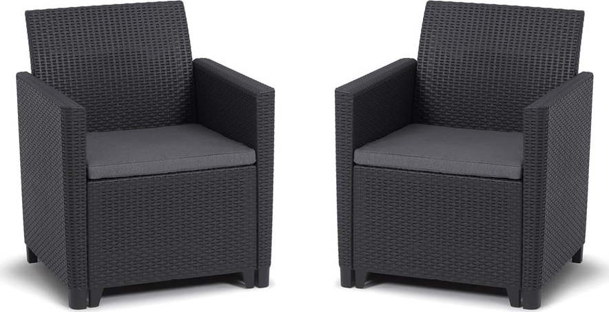 Antracitová plastová zahradní křesla v sadě 2 ks Marie – Keter Keter