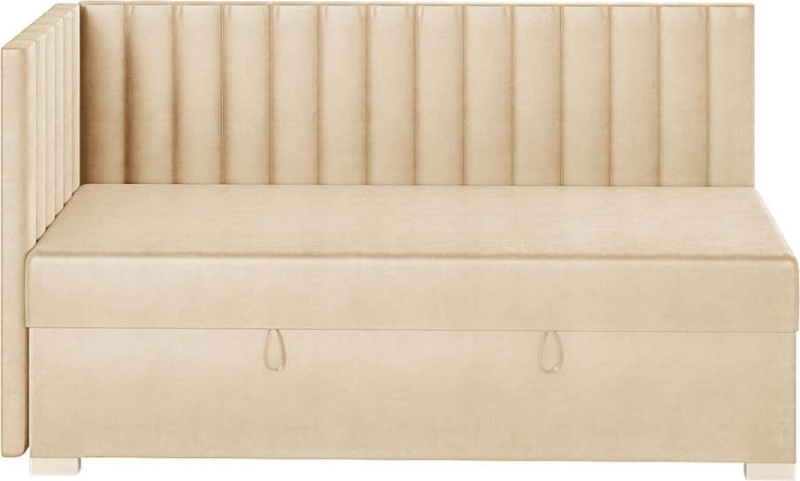 Béžová rohová dětská postel s úložným prostorem s matrací 90x200 cm Snugi – Ghado Ghado