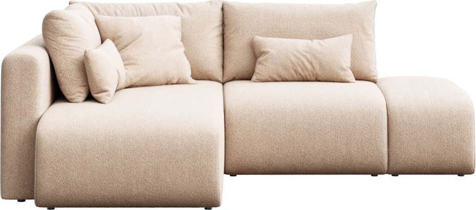 Béžová rozkládací rohová pohovka s úložným prostorem (levý roh/s lenoškou) Lumine – Ghado Ghado