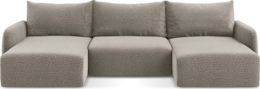 Béžová rozkládací/s úložným prostorem rohová pohovka Kalena – Makamii Makamii