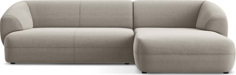 Béžová sametová rohová pohovka (pravý roh) Moana – Makamii Makamii