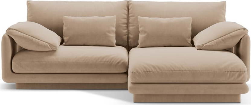 Béžová sametová rohová pohovka (pravý roh/s lenoškou) Torino – Micadoni Micadoni