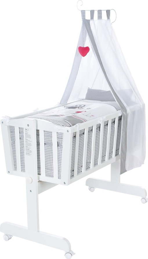 Bílá kolébka na kolečkách s nebesy 40x90 cm Adam & Eule – Roba Roba
