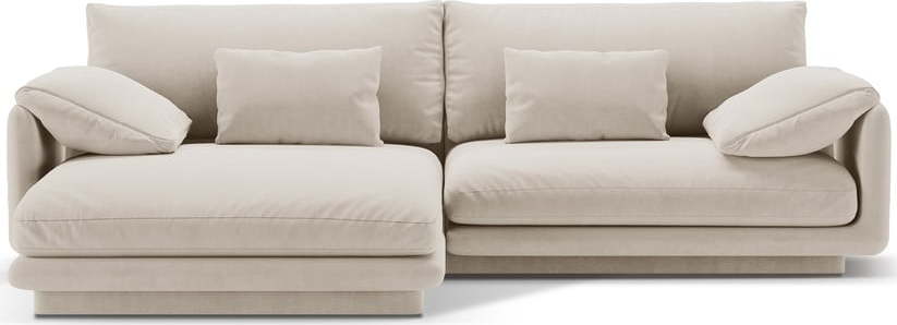 Bílá sametová rohová pohovka (levý roh/s lenoškou) Torino – Micadoni Micadoni