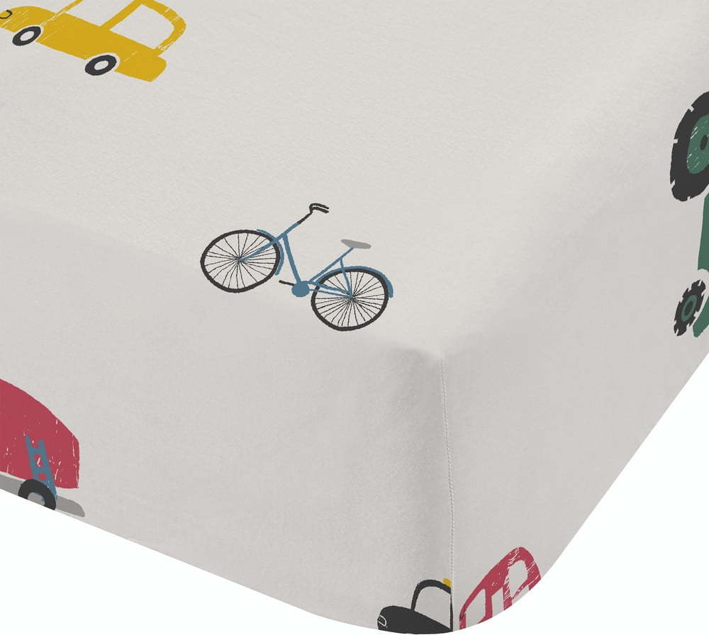 Bílé napínací bavlněné dětské prostěradlo na jednolůžko 90x190 cm Transport – Bianca Bianca