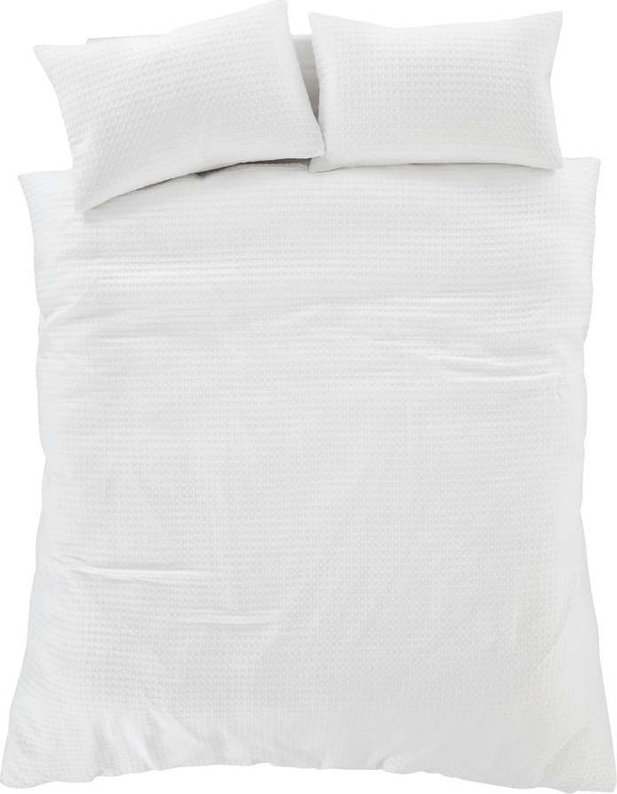 Bílé prodloužené povlečení na dvoulůžko 230x220 cm Muscat Waffle – Pineapple Elephant Pineapple Elephant