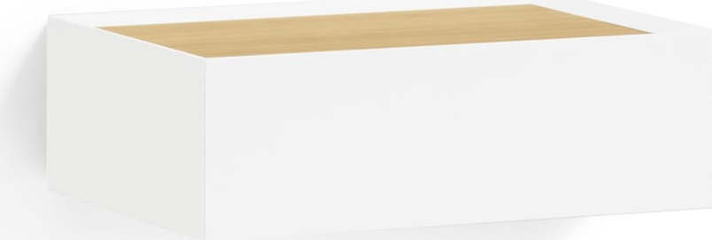 Bílý závěsný noční stolek s deskou v dubovém dekoru Arista – Teulat Teulat