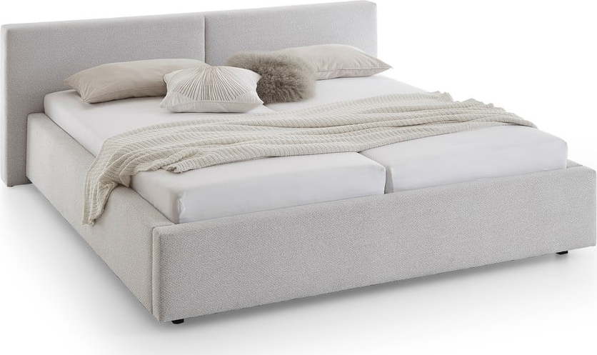 Čalouněná dvoulůžková postel s úložným prostorem s roštem 180x200 cm ve stříbrné barvě Cube – Meise Möbel Meise Möbel