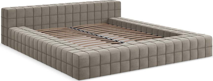Čalouněná dvoulůžková postel taupe s roštem 160x200 cm Akela – Makamii Makamii