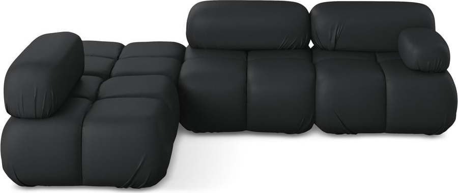 Černá modulární rohová pohovka z imitace kůže (levý roh) Lokua – Makamii Makamii