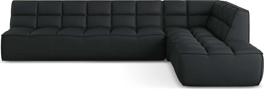 Černá modulární rohová pohovka z imitace kůže (variabilní roh) Kalai – Makamii Makamii