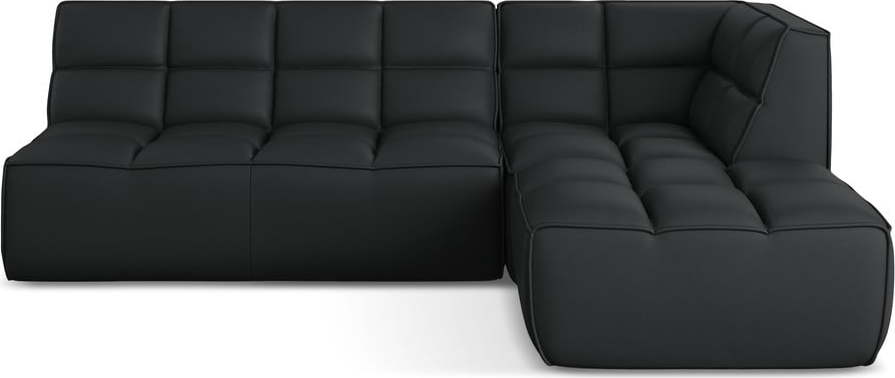 Černá modulární rohová pohovka z imitace kůže (variabilní roh) Kalai – Makamii Makamii