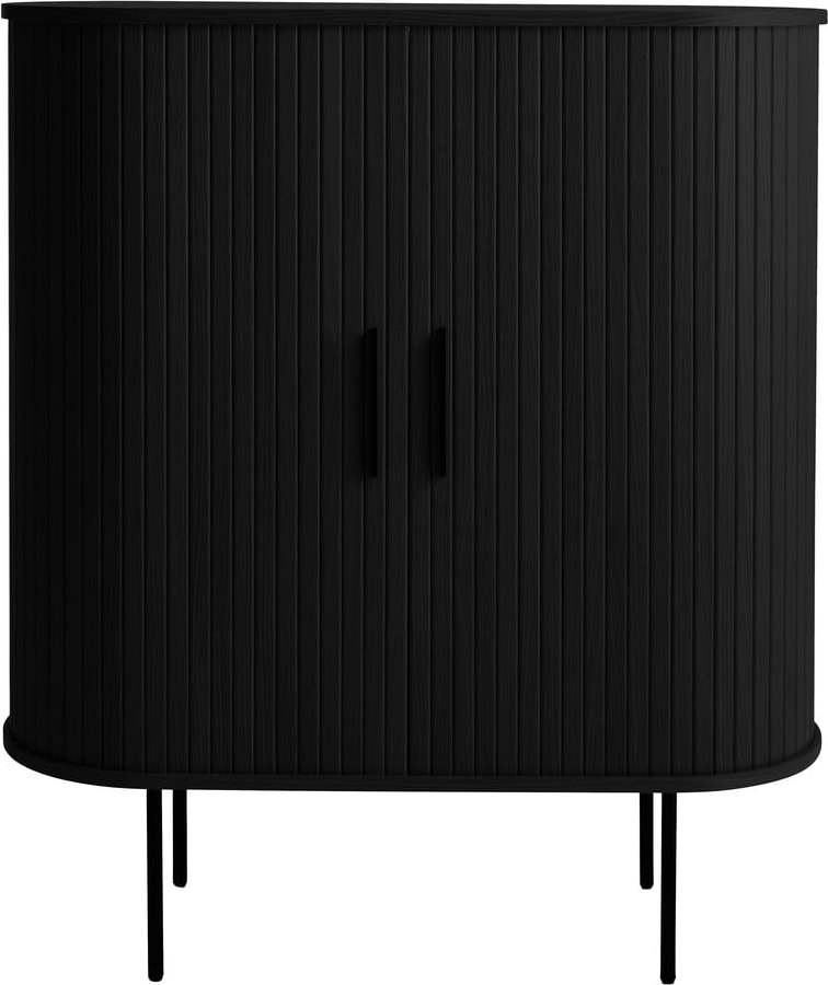 Černá vinotéka v dekoru dubu s posuvnými dveřmi 100x118x40 cm Nola – Unique Furniture Unique Furniture