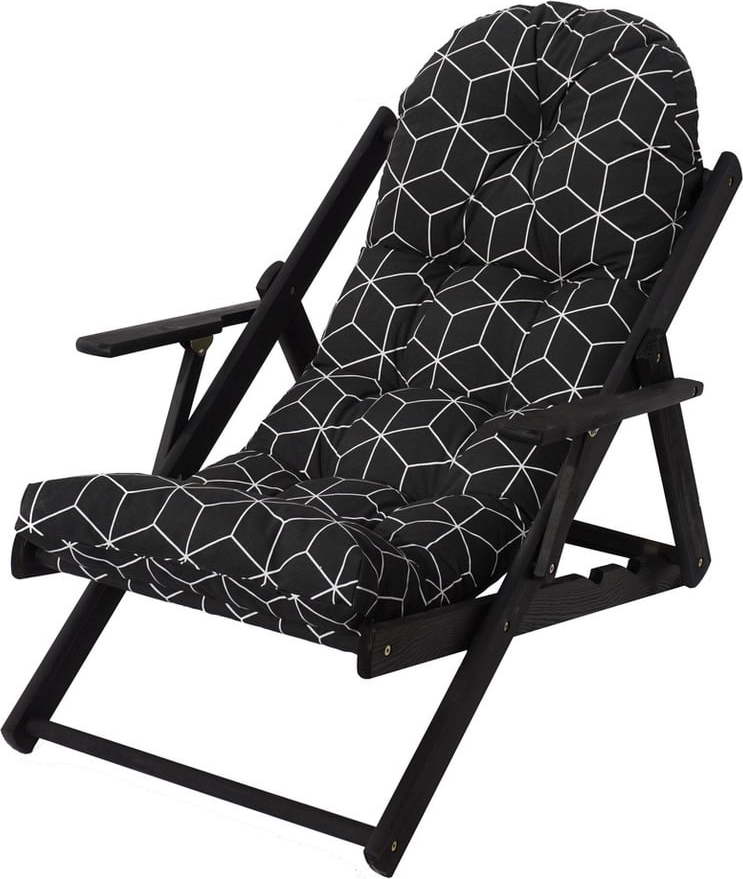 Černé dřevěné skládací zahradní lehátko Borneo - Rojaplast Rojaplast