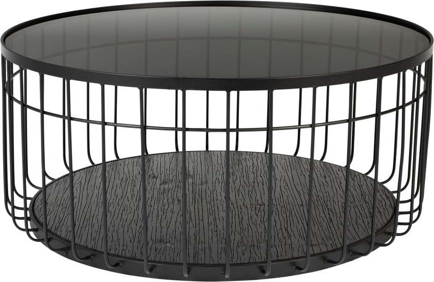 Černý kulatý konferenční stolek se skleněnou deskou 80x80 cm Lance – White Label White Label