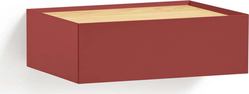 Červený závěsný noční stolek s deskou v dubovém dekoru Arista – Teulat Teulat