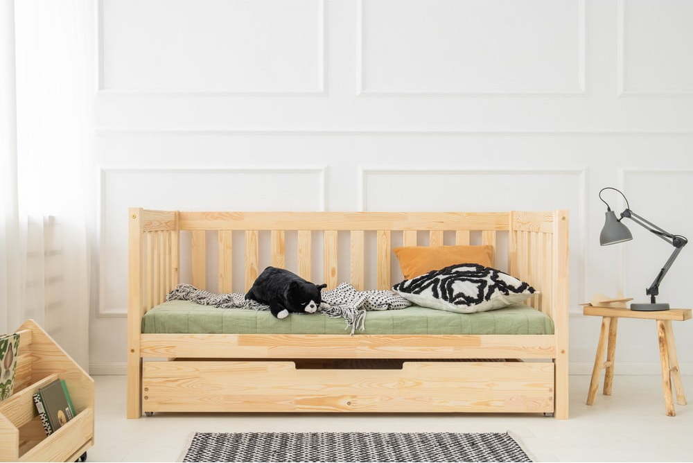 Dětská postel s výsuvným lůžkem s úložným prostorem s roštem v přírodní barvě 80x160 cm CPP – Adeko Adeko