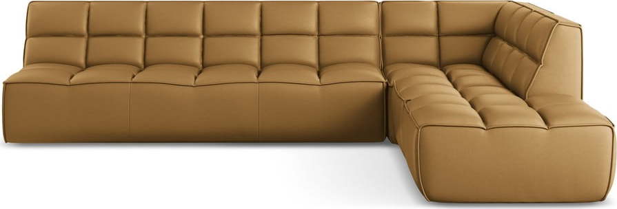 Koňakově hnědá modulární rohová pohovka z imitace kůže (variabilní roh) Kalai – Makamii Makamii