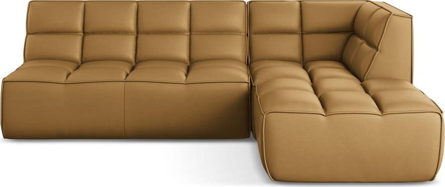 Koňakově hnědá modulární rohová pohovka z imitace kůže (variabilní roh) Kalai – Makamii Makamii