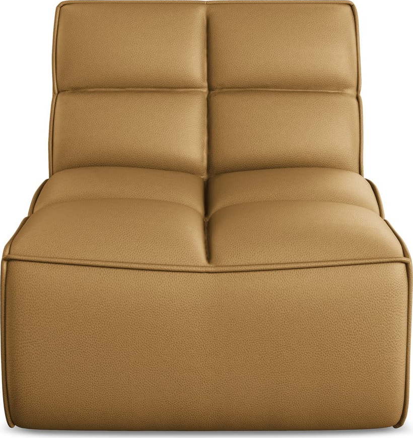 Koňakově hnědý modul pohovky z imitace kůže Kalai – Makamii Makamii