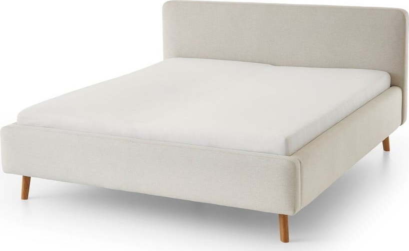 Krémová čalouněná dvoulůžková postel s úložným prostorem s roštem 140x200 cm Mattis – Meise Möbel Meise Möbel