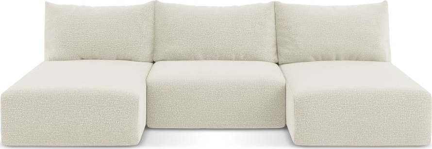 Krémová rozkládací/s úložným prostorem rohová pohovka Kalena – Makamii Makamii