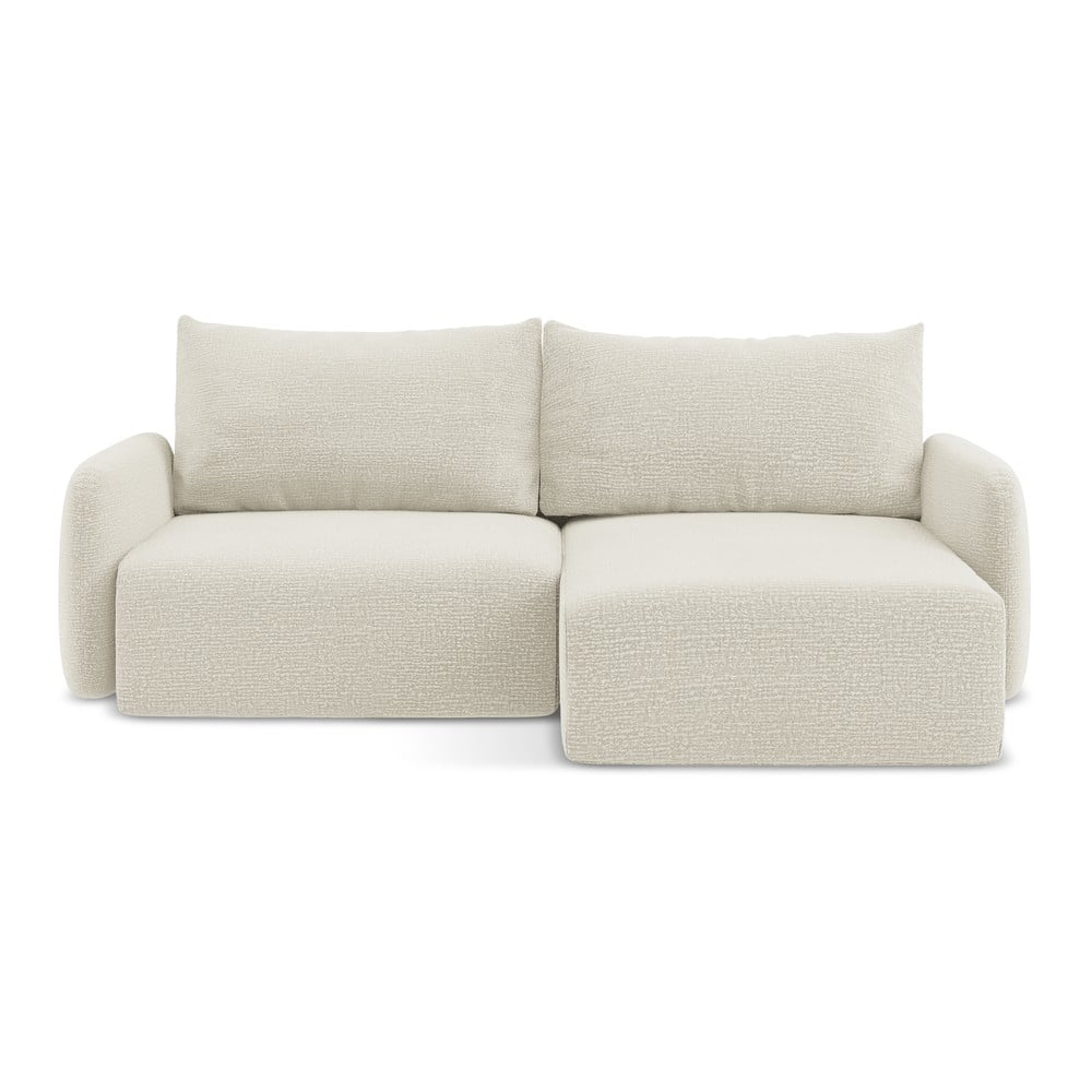 Krémová rozkládací/s úložným prostorem rohová pohovka (pravý roh) Kalena – Makamii Makamii