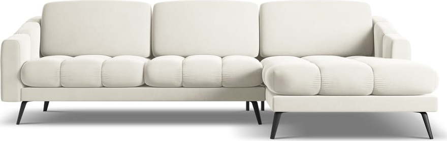 Krémová sametová rohová pohovka (pravý roh) Nalu – Makamii Makamii