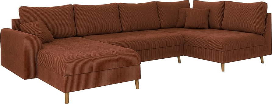 Manšestrová rohová pohovka v cihlové barvě (levý roh) Ariella – Ropez Ropez