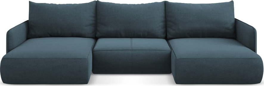 Modrá rozkládací/s úložným prostorem rohová pohovka Nanea – Makamii Makamii