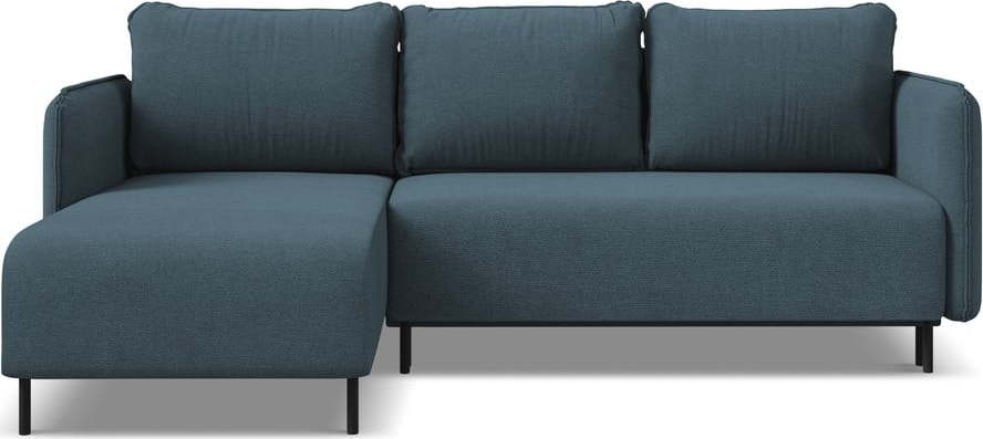 Modrá rozkládací/s úložným prostorem rohová pohovka (levý roh) Luana – Makamii Makamii