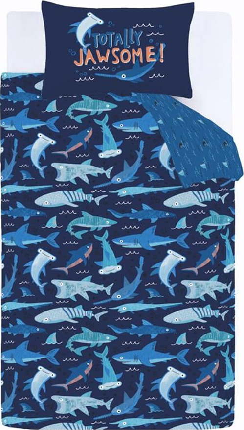 Modré dětské povlečení na jednolůžko 135x200 cm Jawsome Shark – Catherine Lansfield Catherine Lansfield