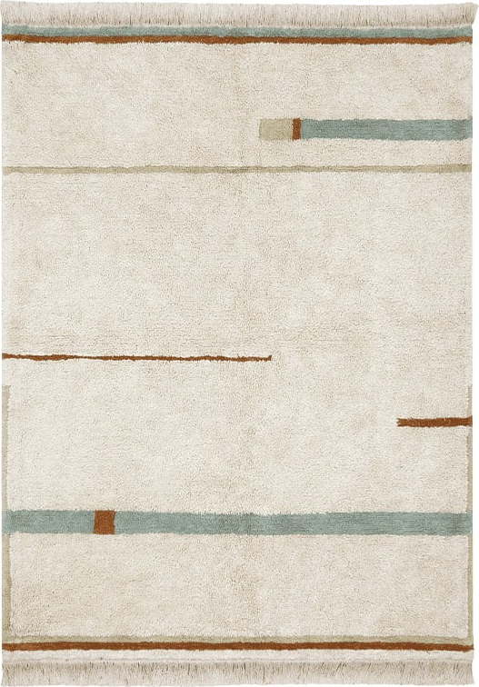 Modro-krémový pratelný ručně tkaný bavlněný koberec 200x300 cm Lanes Vintage Blue – Lorena Canals Lorena Canals