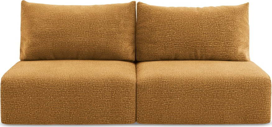 Oranžová rozkládací/s úložným prostorem pohovka 216 cm Kalena – Makamii Makamii